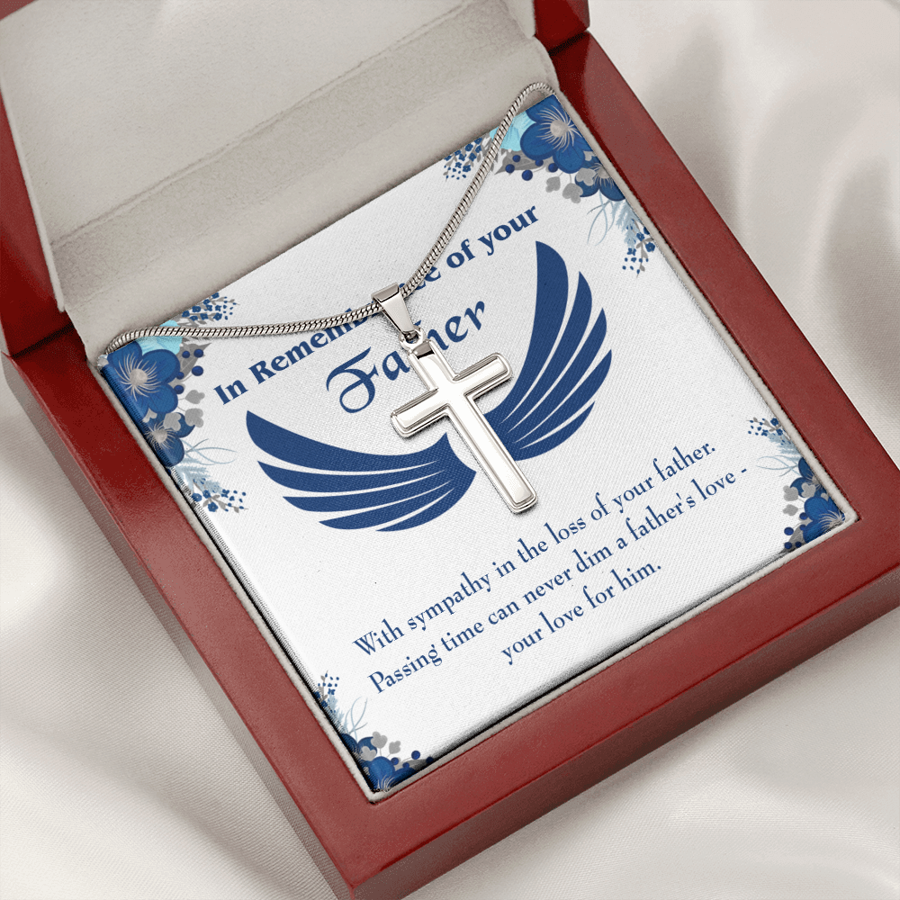 Your Love For Him Dad Memorial Gift Dad Memorial Cross Necklace Sympathy Gift Loss of Father Condolence Message Card-Express Your Love Gifts