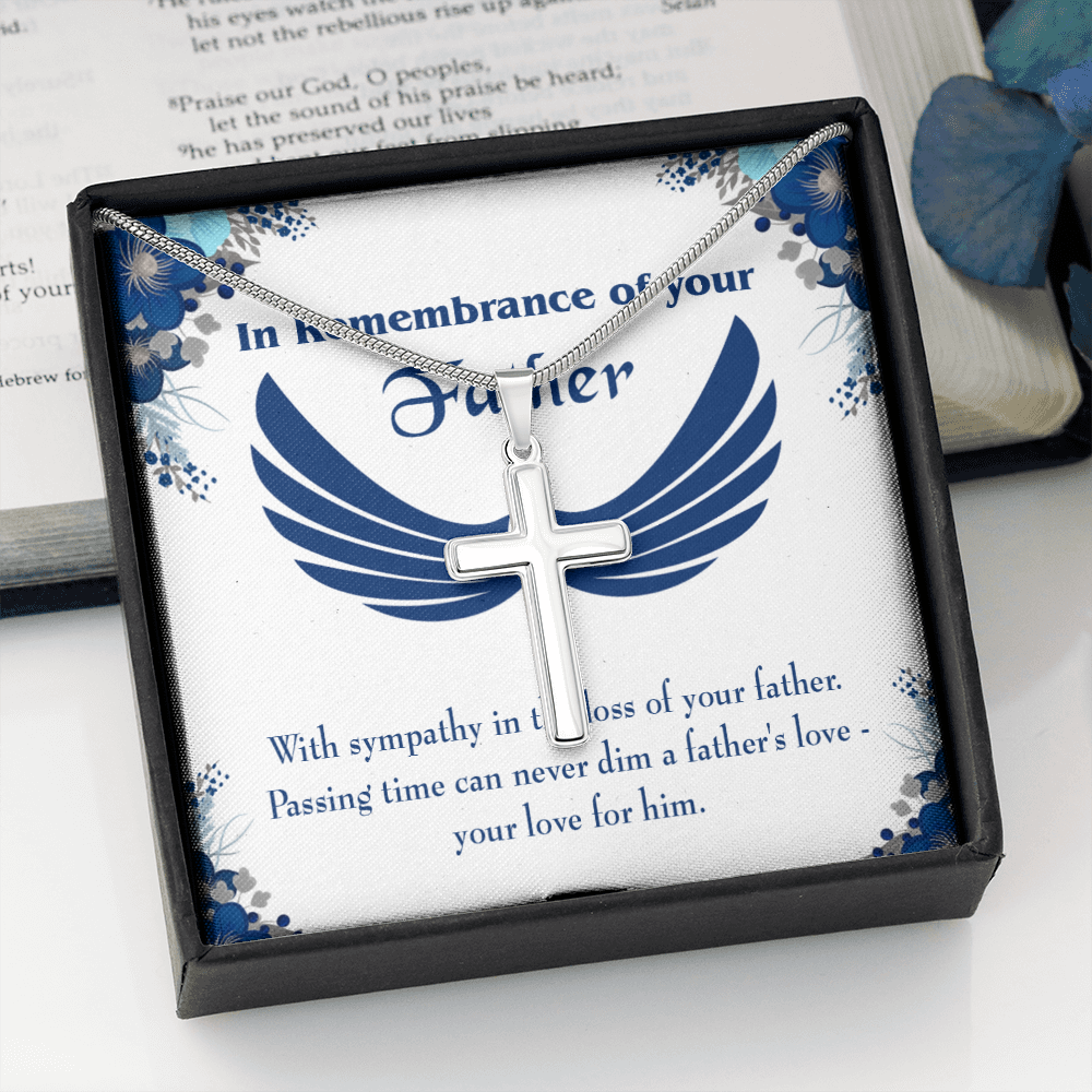 Your Love For Him Dad Memorial Gift Dad Memorial Cross Necklace Sympathy Gift Loss of Father Condolence Message Card-Express Your Love Gifts