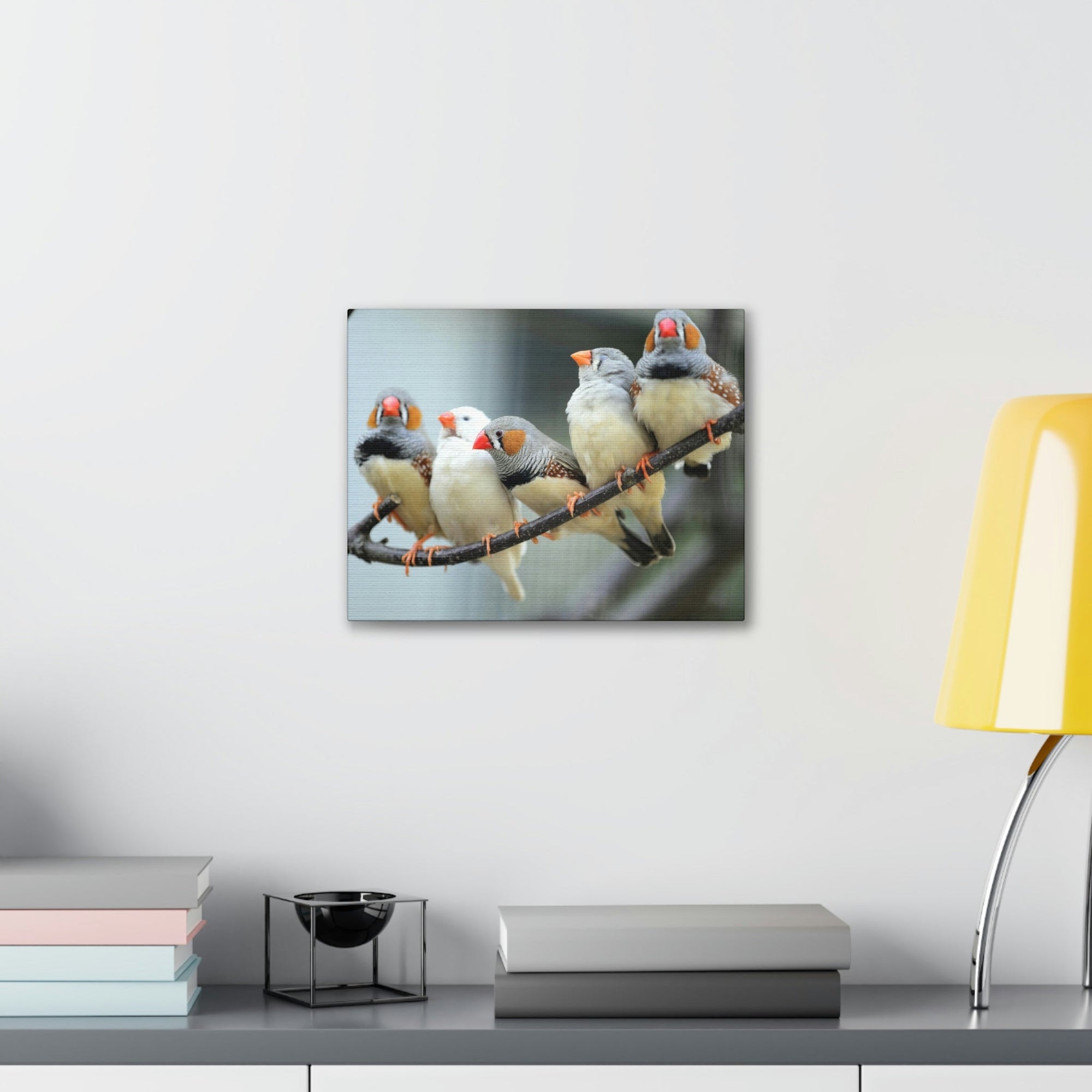 Scripture Walls Zebra Finches Sitting on a Branch Print Animal Wall Art Wildlife Canvas Prints Wall Art Ready to Hang Unframed-Express Your Love Gifts