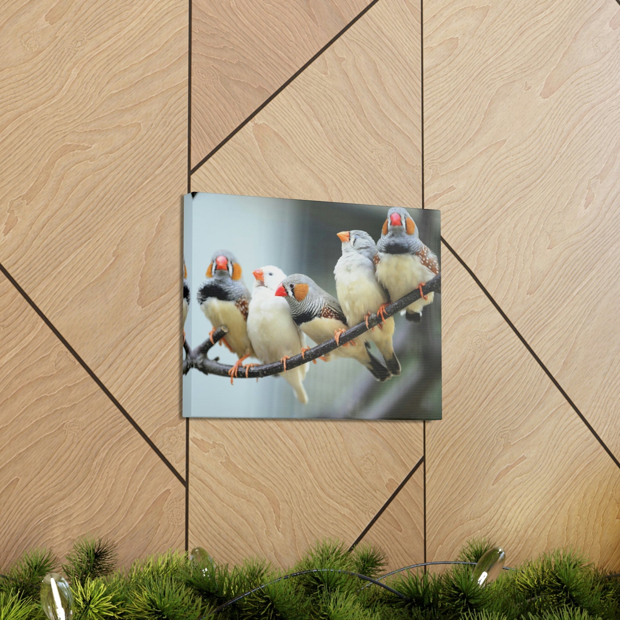 Scripture Walls Zebra Finches Sitting on a Branch Print Animal Wall Art Wildlife Canvas Prints Wall Art Ready to Hang Unframed-Express Your Love Gifts