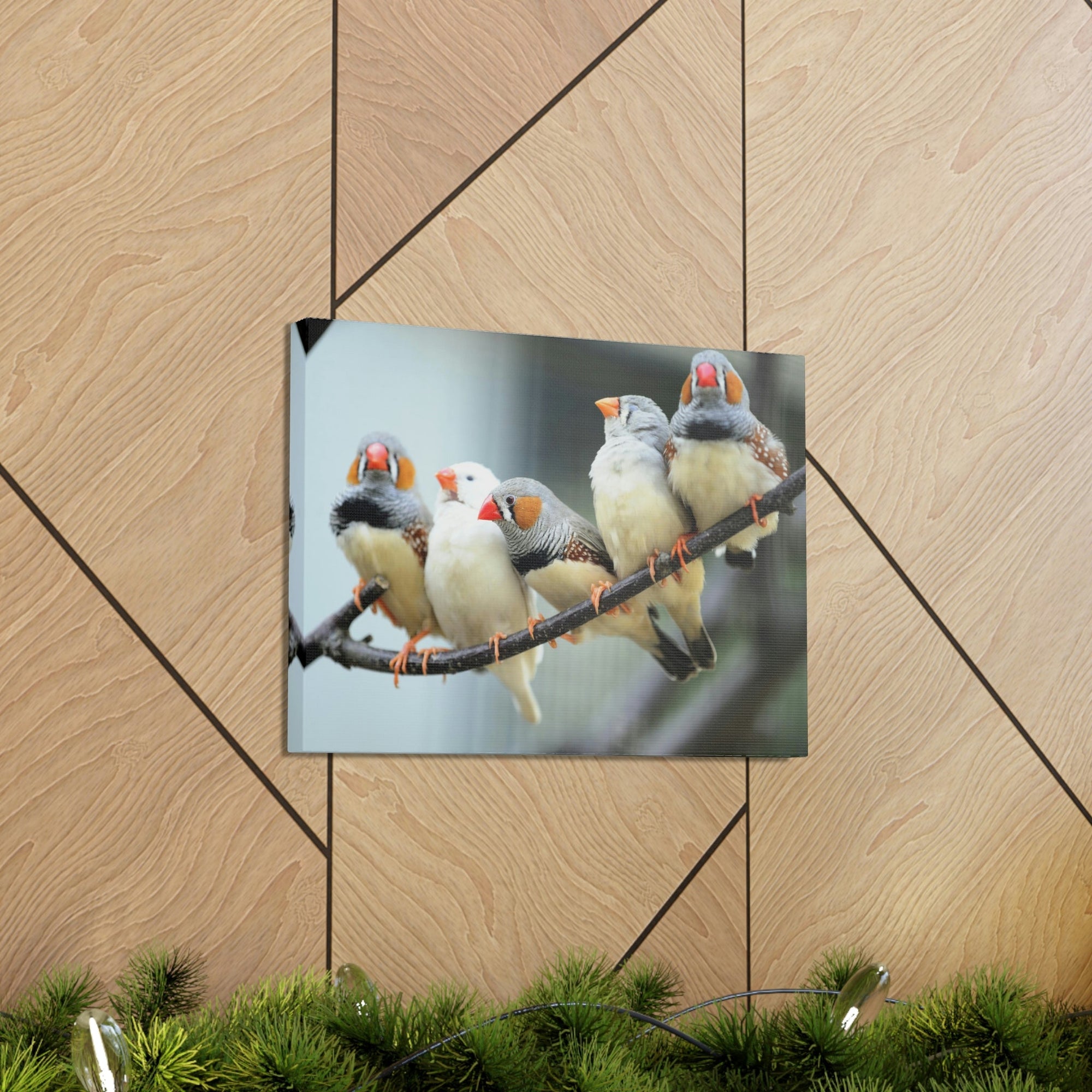 Scripture Walls Zebra Finches Sitting on a Branch Print Animal Wall Art Wildlife Canvas Prints Wall Art Ready to Hang Unframed-Express Your Love Gifts