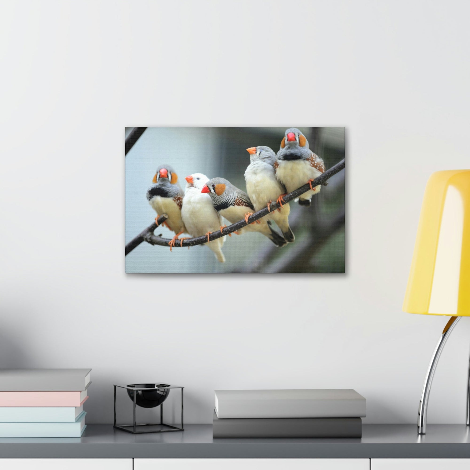 Scripture Walls Zebra Finches Sitting on a Branch Print Animal Wall Art Wildlife Canvas Prints Wall Art Ready to Hang Unframed-Express Your Love Gifts