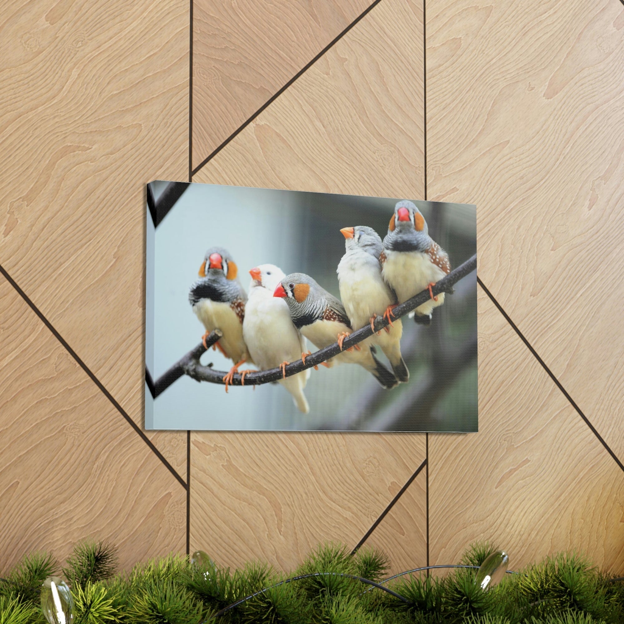 Scripture Walls Zebra Finches Sitting on a Branch Print Animal Wall Art Wildlife Canvas Prints Wall Art Ready to Hang Unframed-Express Your Love Gifts