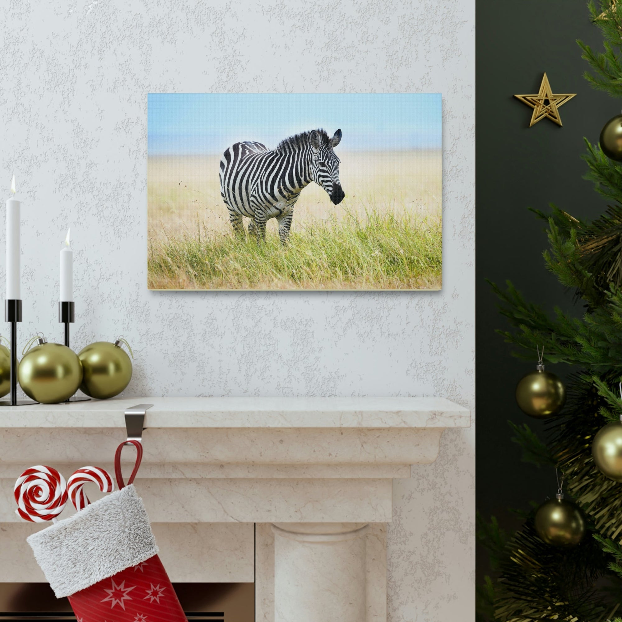 Scripture Walls Zebra Hunting Zebra on Hunt Print Animal Wall Art Wildlife Canvas Prints Wall Art Ready to Hang Unframed-Express Your Love Gifts