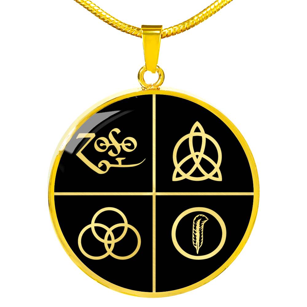Zeppelin Symbols Circle Necklace Stainless Steel or 18k Gold 18-22"-Express Your Love Gifts