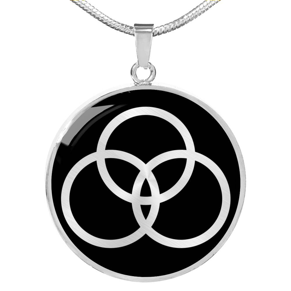 Zeppelin Trinity Symbol Circle Necklace Stainless Steel or 18k Gold 18-22"-Express Your Love Gifts