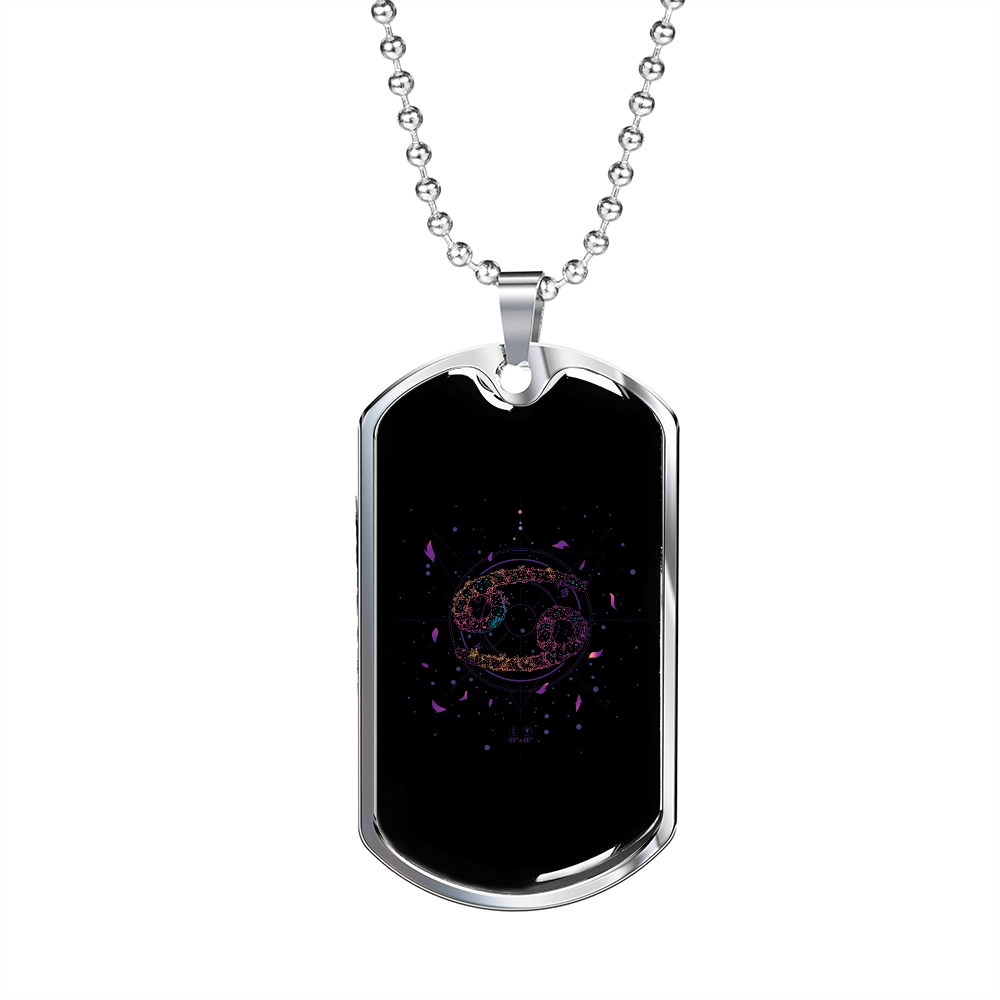 Zodiac Cancer Zodiac Necklace Stainless Steel or 18k Gold Dog Tag 24" Chain-Express Your Love Gifts