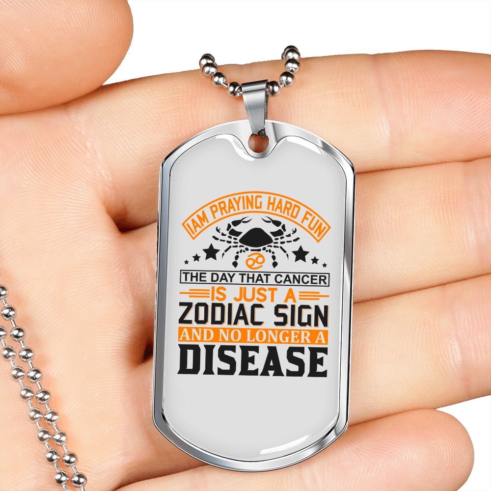 Zodiac Sign Disease Zodiac Necklace Stainless Steel or 18k Gold Dog Tag 24" Chain-Express Your Love Gifts