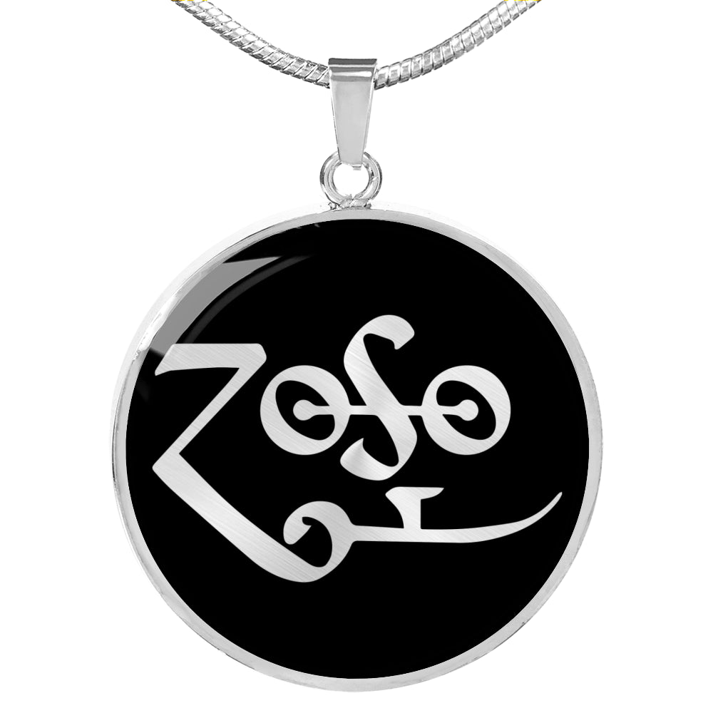 Zoso Zeppelin Symbol Circle Necklace Stainless Steel or 18k Gold 18-22"-Express Your Love Gifts
